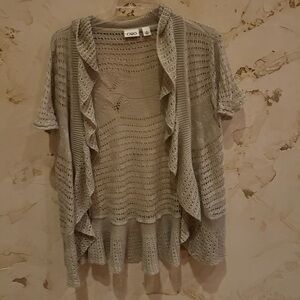 Cato Crochet Knit Short Sleeve Cardigan Size M Taupe Bundle 3 Save 20 %